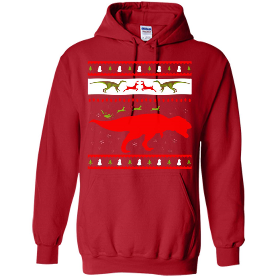 Dinosaur and Santa Clause Ugly Christmas Sweater - Hoodie