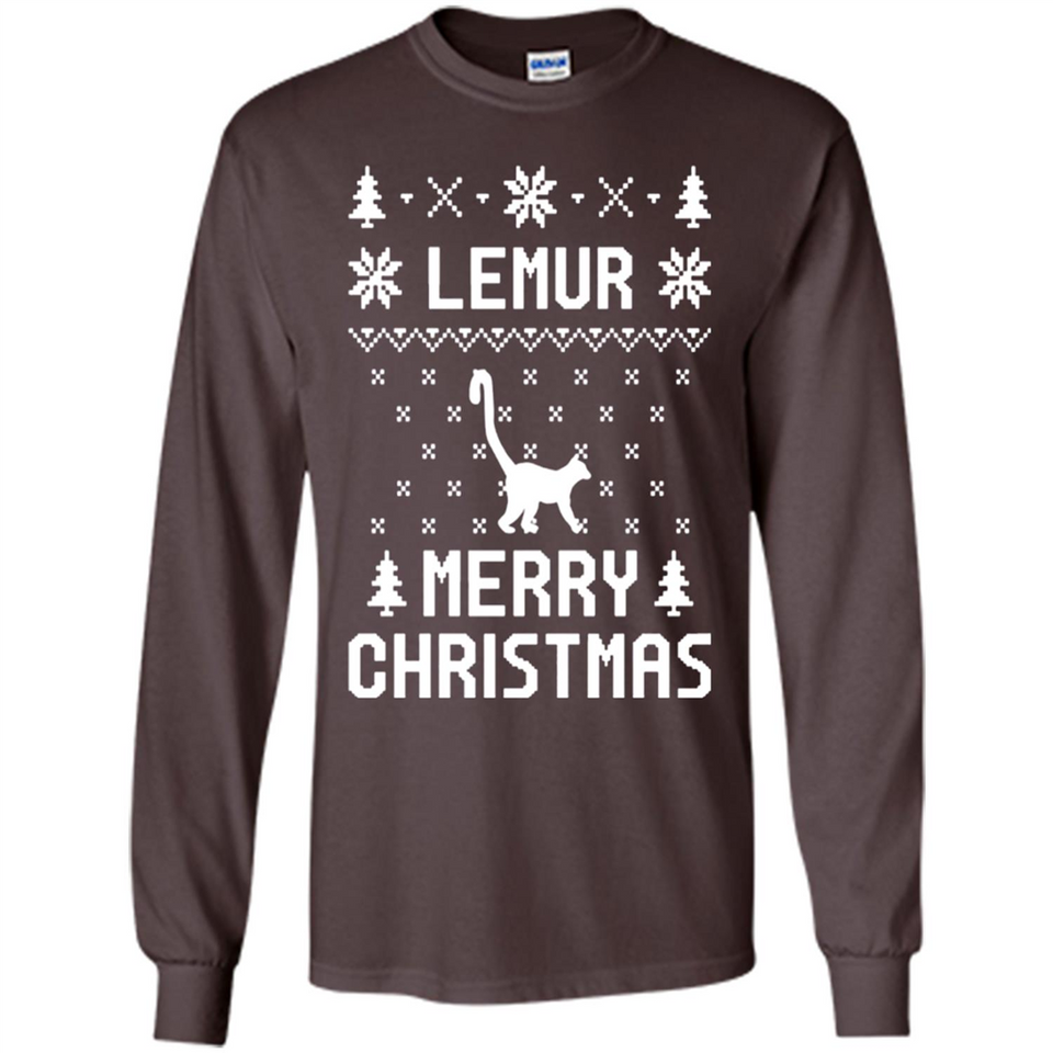 Vintage Tee For Women Men Graphic Shirts Lemur Ugly Christmas Sweater - Long Sleeve T-Shirt