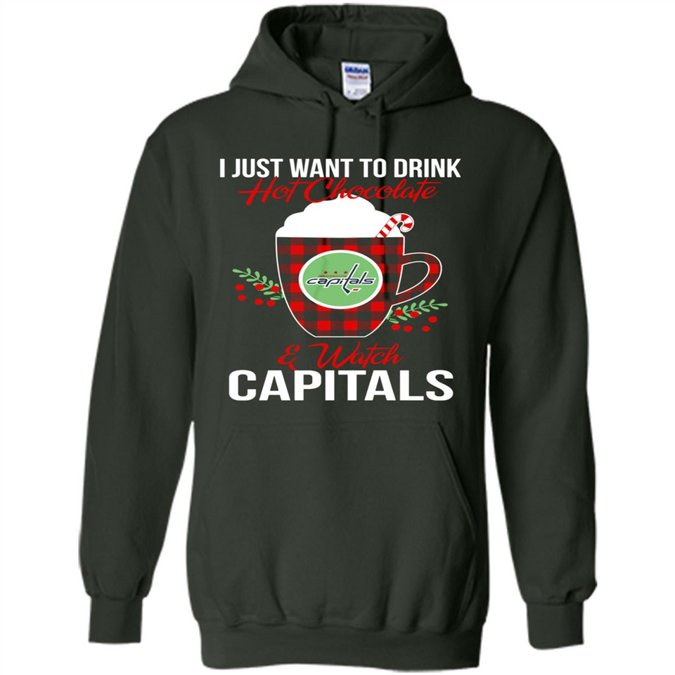 I Just Want To Drink Hot Chocolate & Watch Washington Capitals Ugly Christmas Sweater PINGPONG