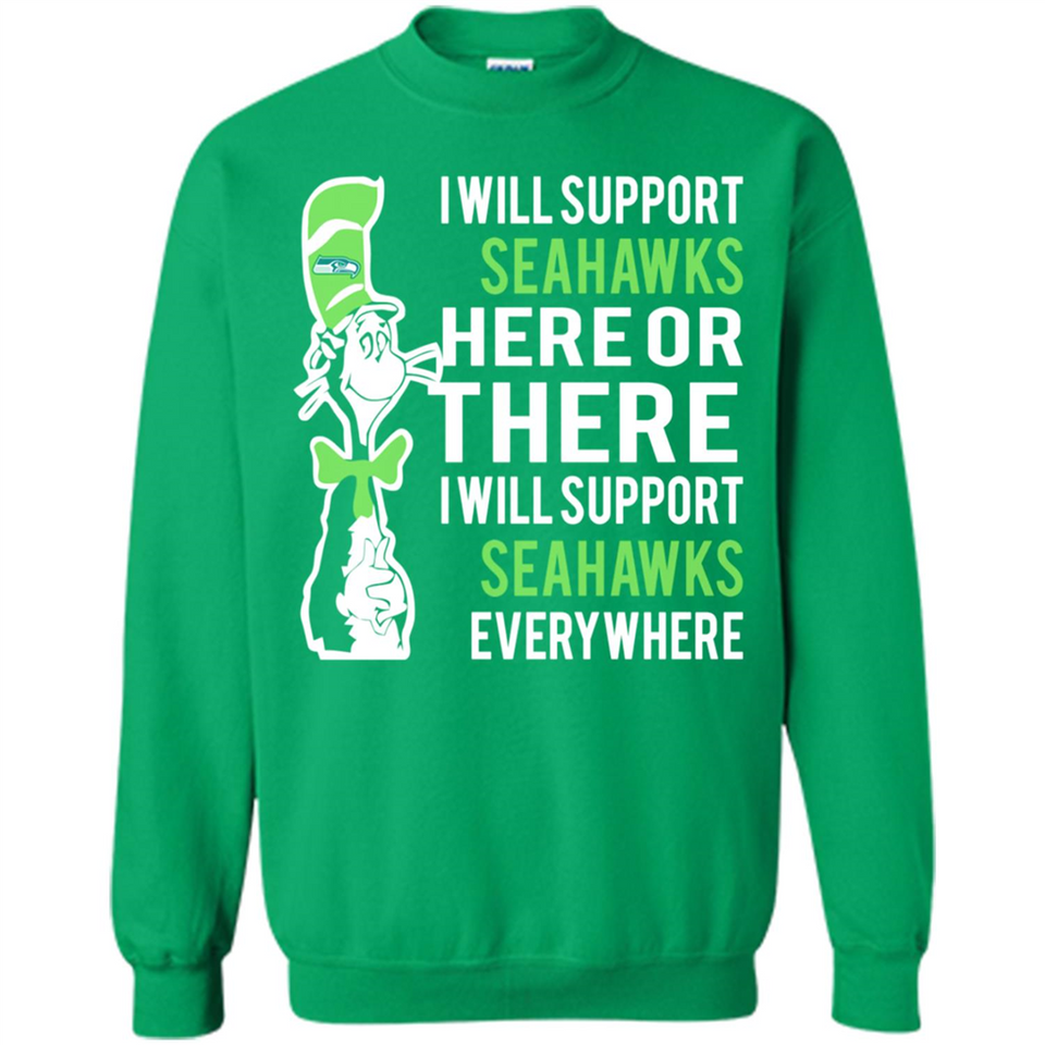 Shirt For Dr Seuss Cat And Seattle Seahawks Fans - Sweatshirt