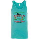 I just Want to bake Cookies and watch Hallmark Christmas movies White T-Shirt - Canvas Unisex Tank