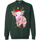 Christmas Lights Pig Wearing Santa Hat Funny Xmas - Sweatshirt
