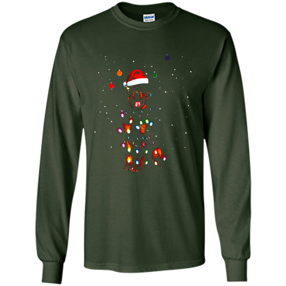 Rottweiler Santa Lights Christmas Dog Xmas Sweatshirt - Long Sleeve T-Shirt