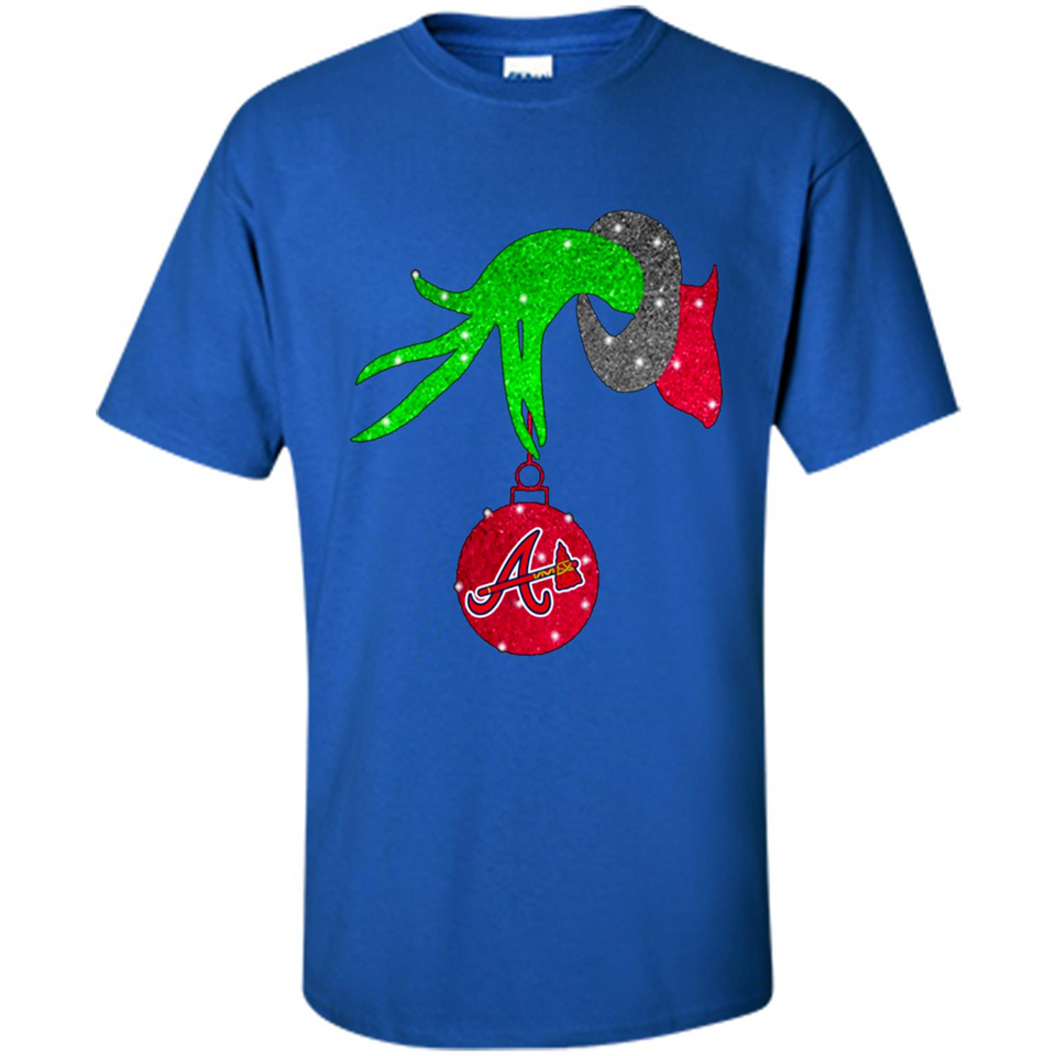 GRINCH HAND HOLDING ATLANTA BRAVES GLITTER CHRISTMAS PINGPONG