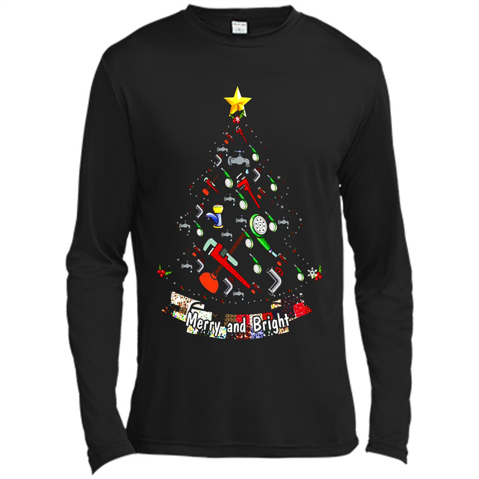 Merry And Bright Plumber Christmas Tree Shirt PINGPONG - Canvas Long Sleeve T-Shirt