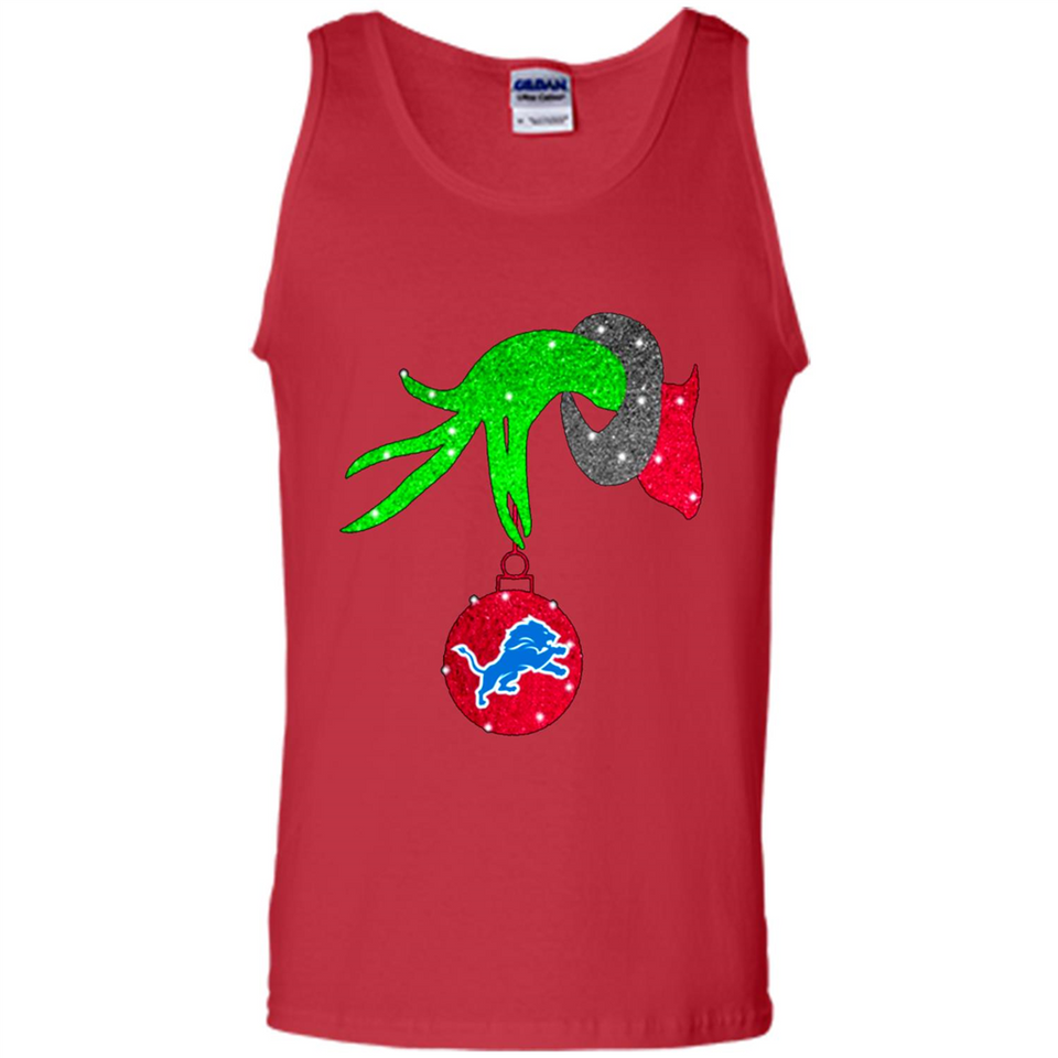 GRINCH HAND HOLDING DETROIT LIONS GLITTER CHRISTMAS PINGPONG