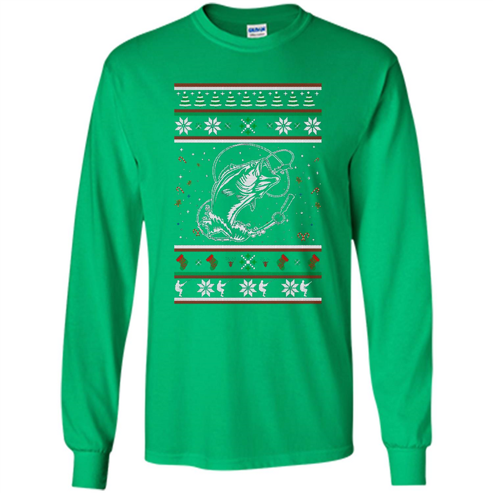 Christmas Ugly Sweater Fishing Ugly Christmas Sweater - Long Sleeve T-Shirt