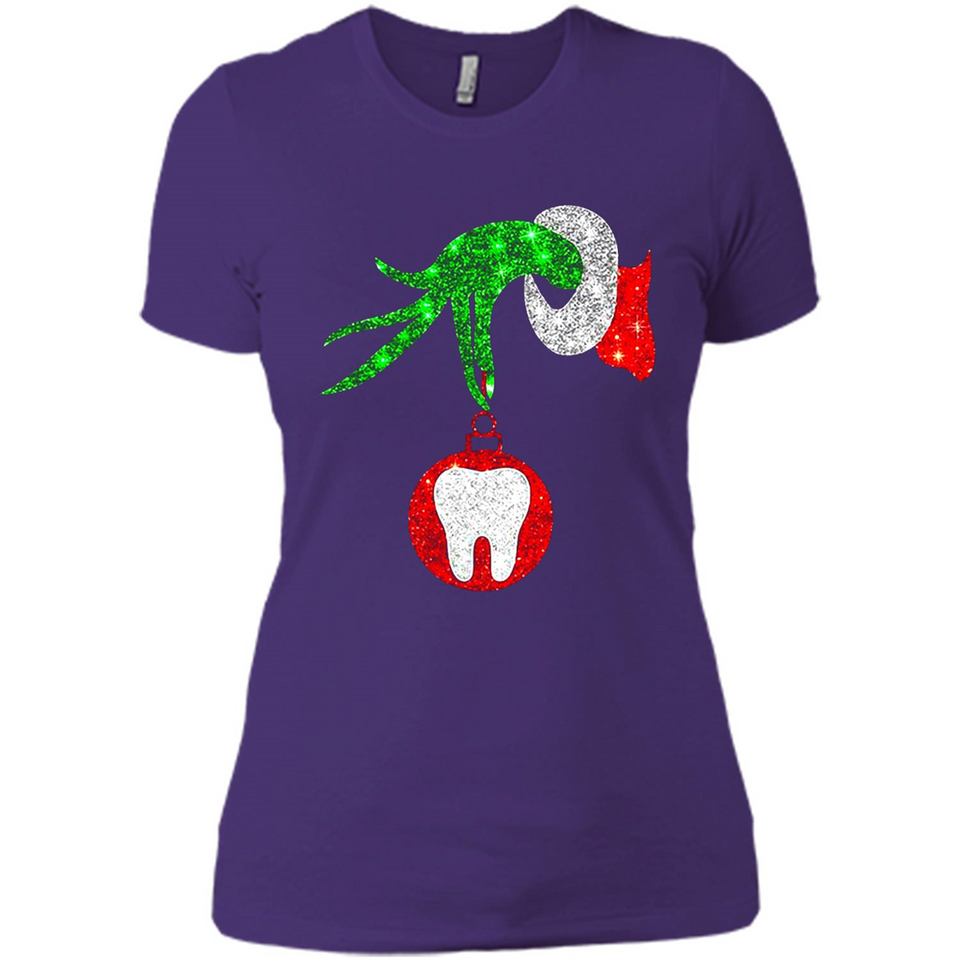 Christmas Nurse Grinch hand holding clinic dental ornament - Ladies' Boyfriend T-Shirt