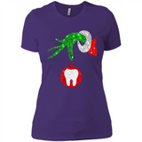 Christmas Nurse Grinch hand holding clinic dental ornament - Ladies' Boyfriend T-Shirt