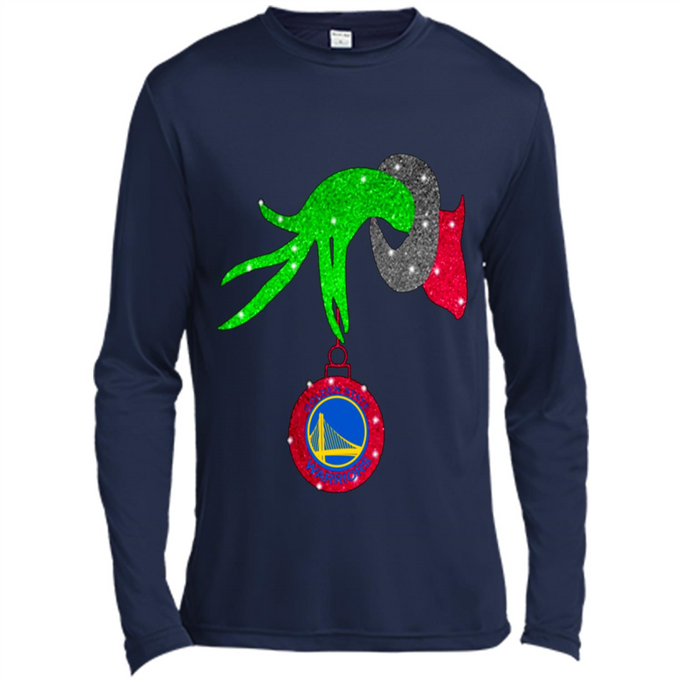 GRINCH HAND HOLDING GOLDEN STATE WARRIORS GLITTER CHRISTMAS PINGPONG