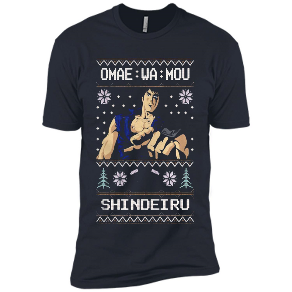 Omae Wa Mou Shindeiru Ugly Christmas Sweater - Premium Short Sleeve T-Shirt