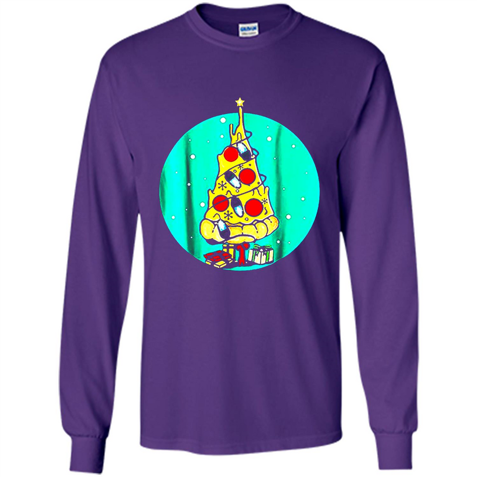 Funny Pizza Ugly Christmas Sweater Xmas Pizza Tree - Long Sleeve T-Shirt