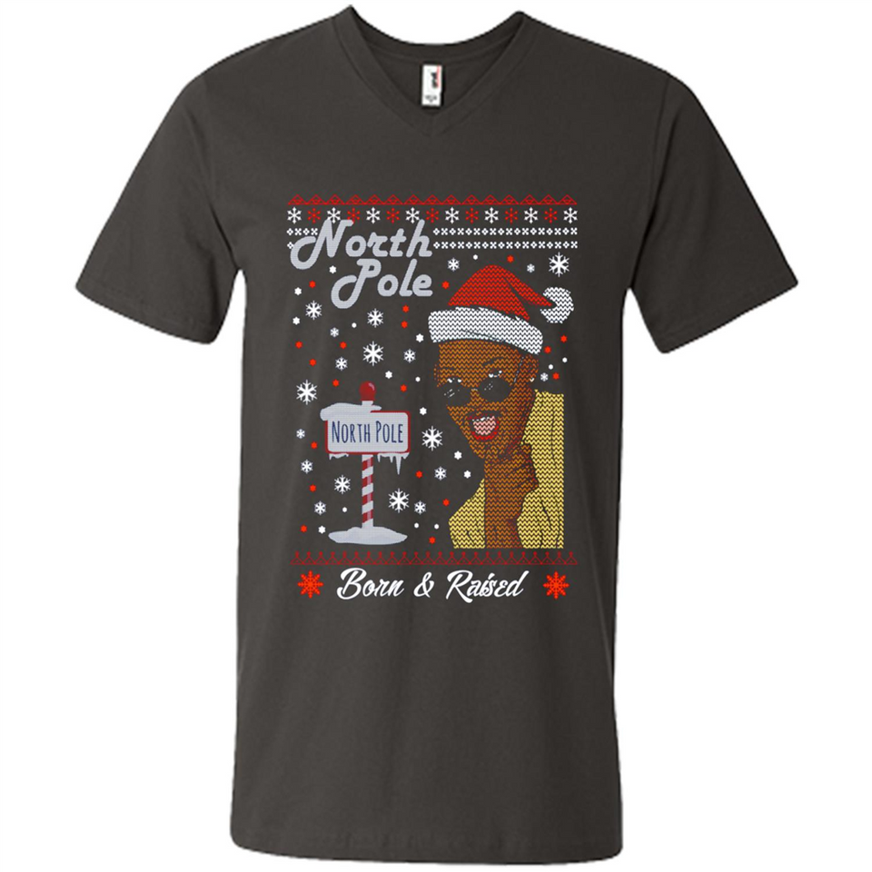 North Pole Born and Raised Shirt, Merry Xmas Ugly Christmas - Men's V-Neck