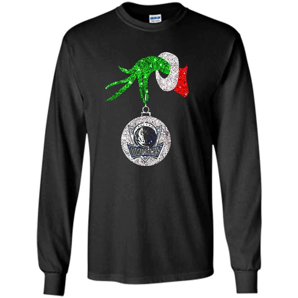 Amazing Dallas Mavericks Glitter Grinch Monogram Ornament Christmas Gift - Long Sleeve T-Shirt