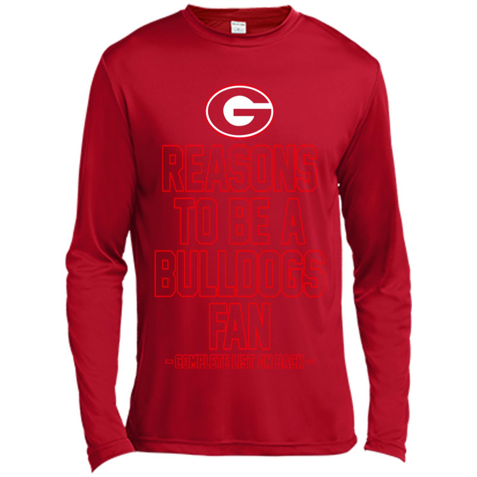 Reasons to be a Georgia Bulldogs Fan Complete List on Back - Canvas Long Sleeve T-Shirt