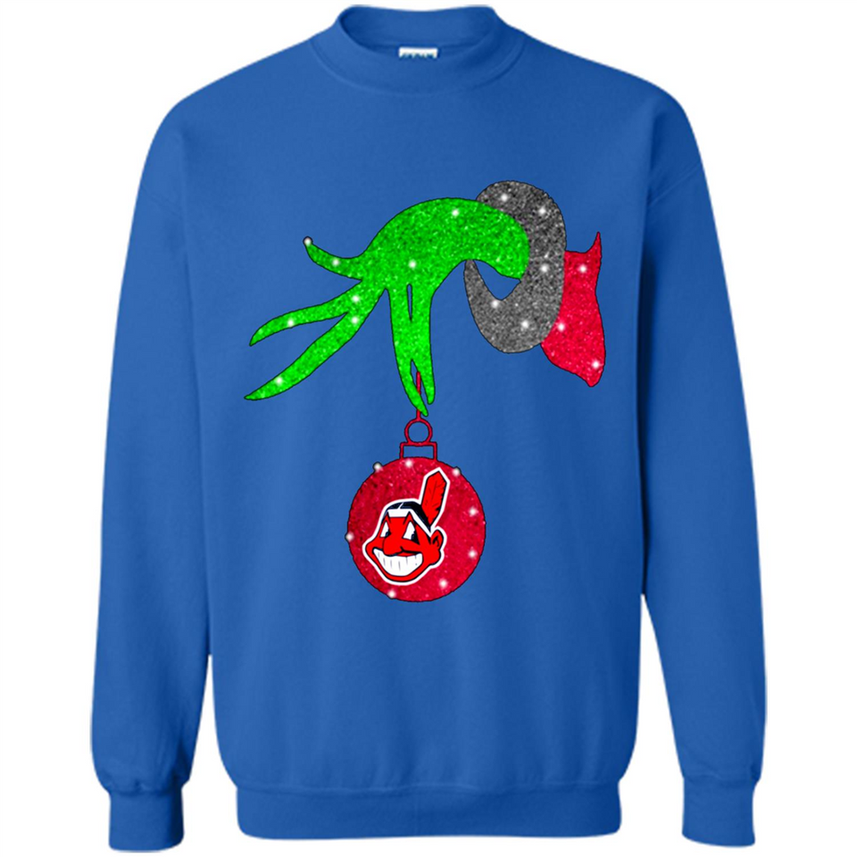 GRINCH HAND HOLDING CLEVELAND INDIANS GLITTER CHRISTMAS PINGPONG