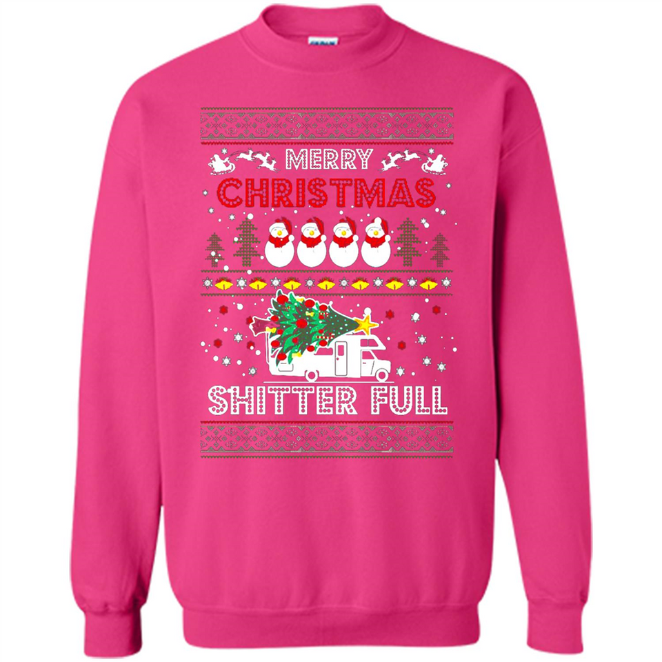 Merry Christmas Shitter Full Christmas Tree Snowman Sweater PINGPONG - Sweatshirt