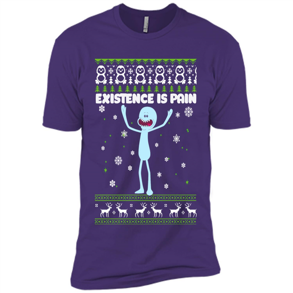 Mr Meeseeks Xistence Is Pain Ugly Christmas - Premium Short Sleeve T-Shirt