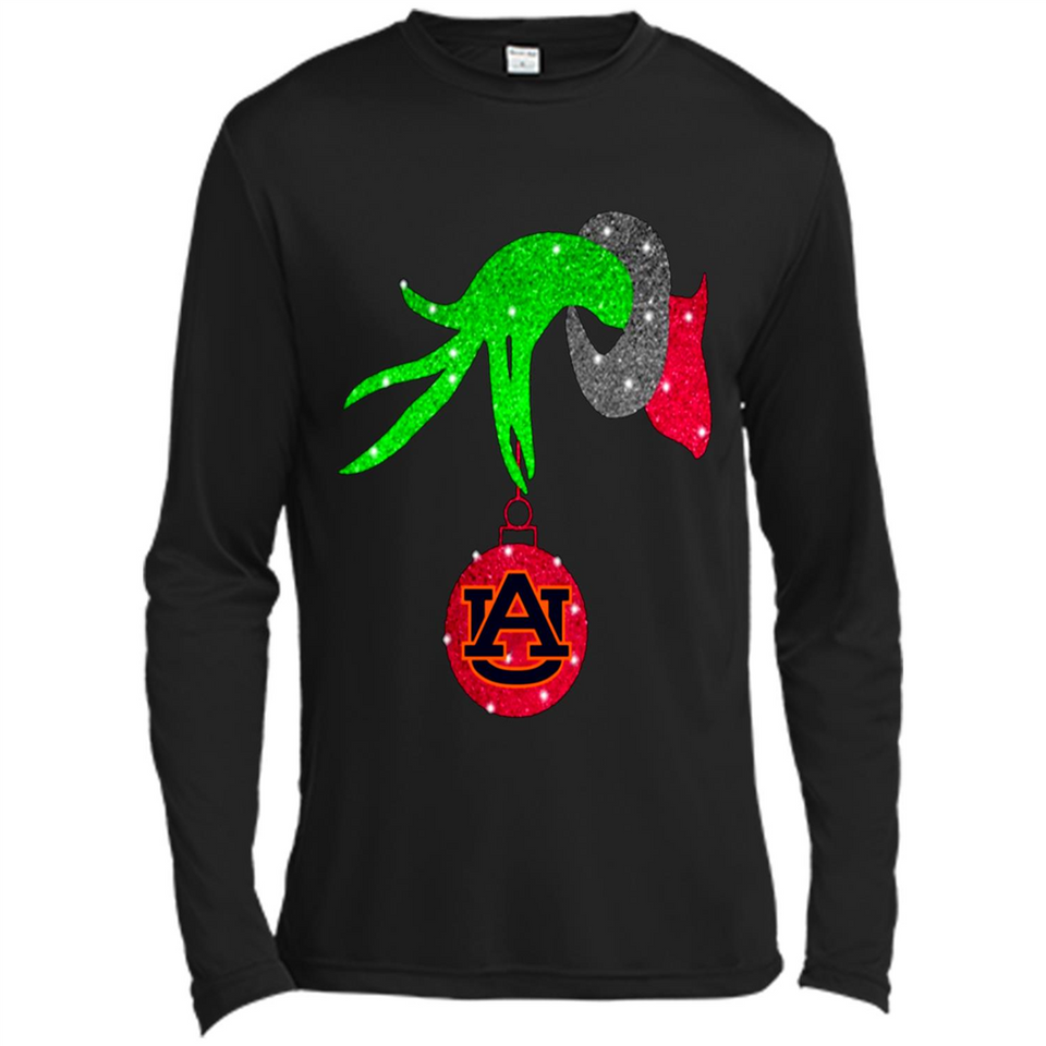 GRINCH HAND HOLDING AUBURN TIGERS GLITTER CHRISTMAS PINGPONG