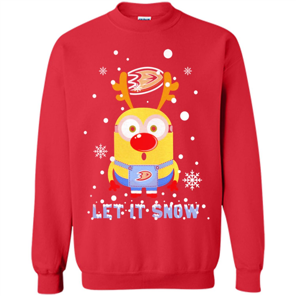 Minion Anaheim Ducks Ugly Christmas Sweater Let it Snow - Sweatshirt