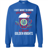 I Just Want To Drink Hot Chocolate & Watch Vegas Golden Knights Ugly Christmas Sweater PINGPONG