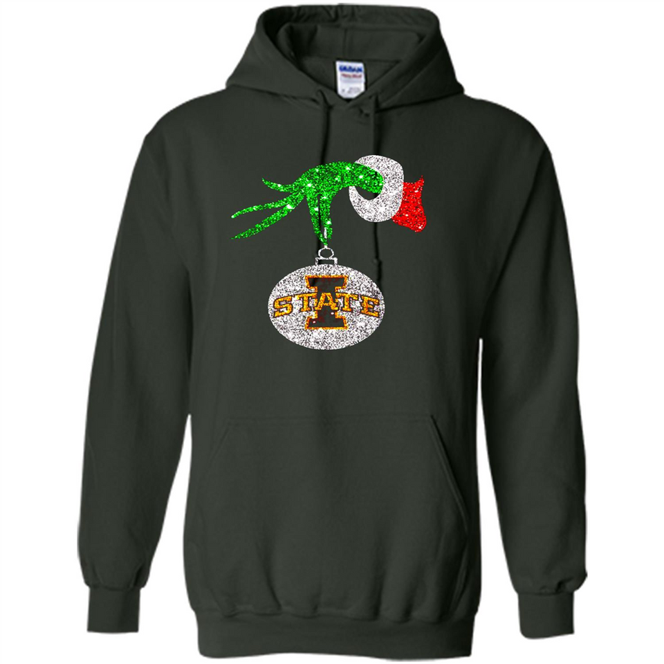 Amazing Iowa State Cyclones Glitter Grinch Monogram Ornament Christmas Gift - Hoodie