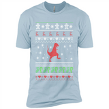 Dinosaur and Santa Ugly Christmas Sweater - Premium Short Sleeve T-Shirt
