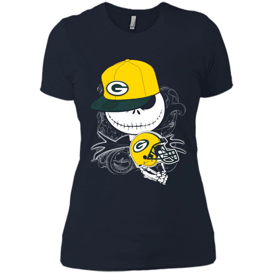 Jack Skellington The Nightmare Before Christmas-Packers Football - Ladies' Boyfriend T-Shirt