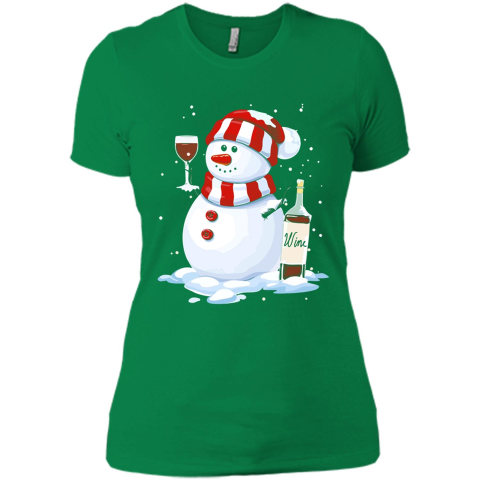 Cute Snowman drink Red Wine Christmas - Ladies' Boyfriend T-Shirt