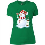 Cute Snowman drink Red Wine Christmas - Ladies' Boyfriend T-Shirt