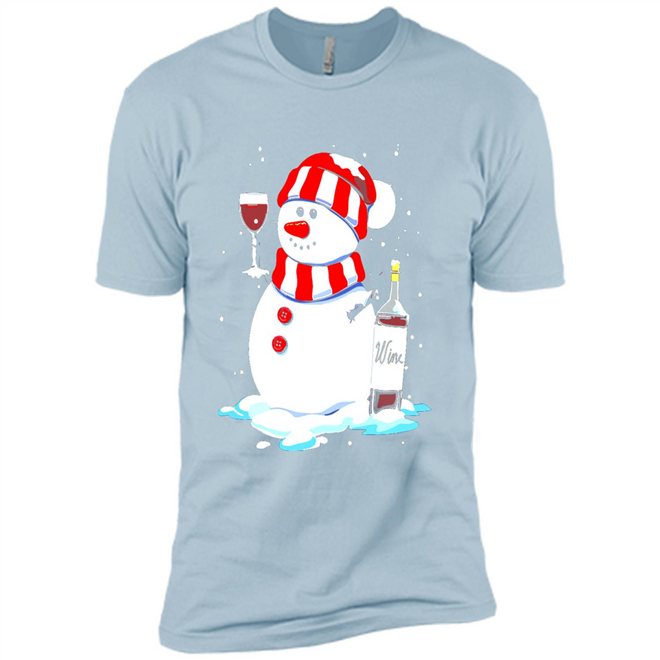 Cute Snowman drink Red Wine Christmas T-Shirt - Premium Short Sleeve T-Shirt