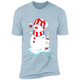 Cute Snowman drink Red Wine Christmas T-Shirt - Premium Short Sleeve T-Shirt