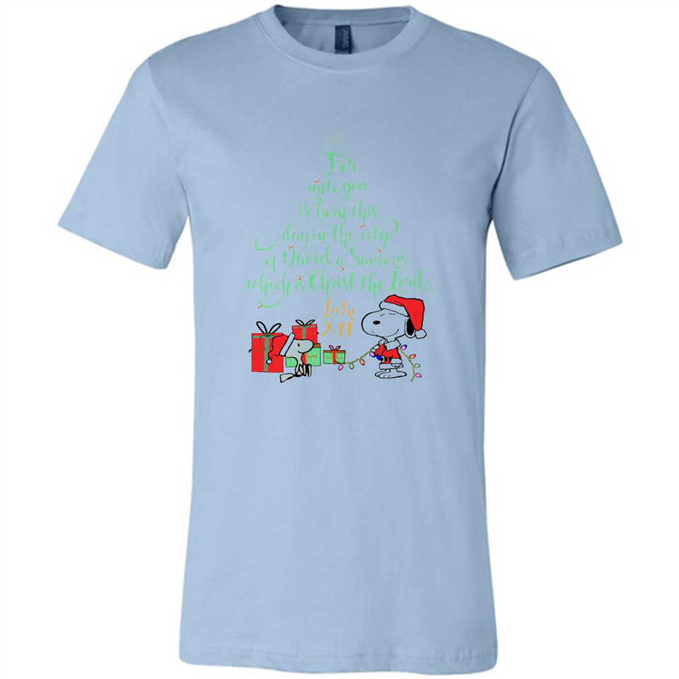 Snoopy Merry Christmas with Christmas tree T-Shirt - Canvas Unisex T-Shirt
