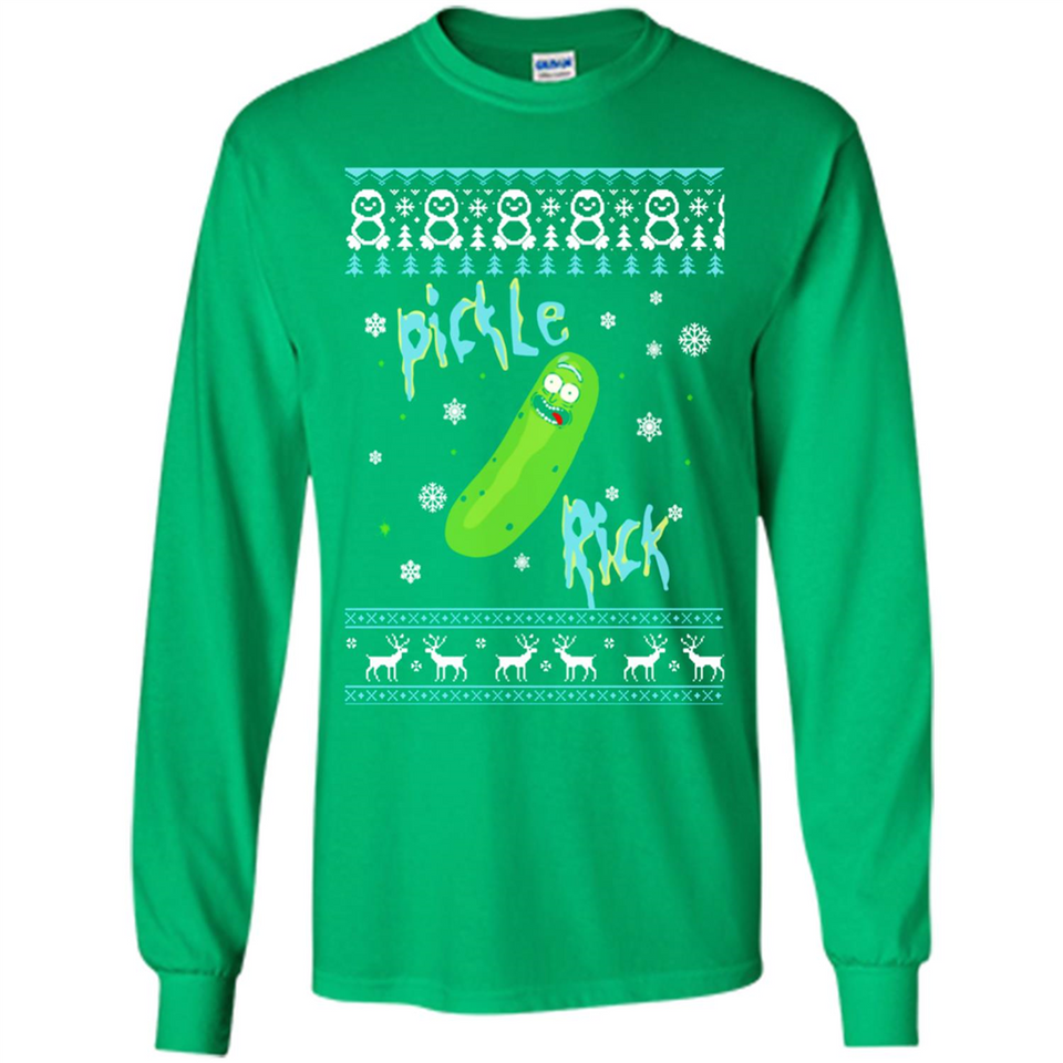 Rick and Morty Pickle Rick Ugly Christmas Sweater - Long Sleeve T-Shirt