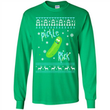 Rick and Morty Pickle Rick Ugly Christmas Sweater - Long Sleeve T-Shirt