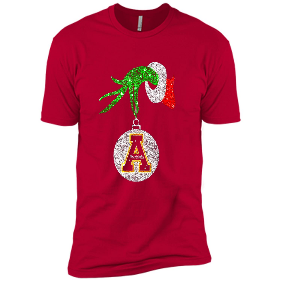 Funny Appalachian State Mountaineers Glitter Grinch Monogram Ornament Christmá - Premium Short Sleeve T-Shirt