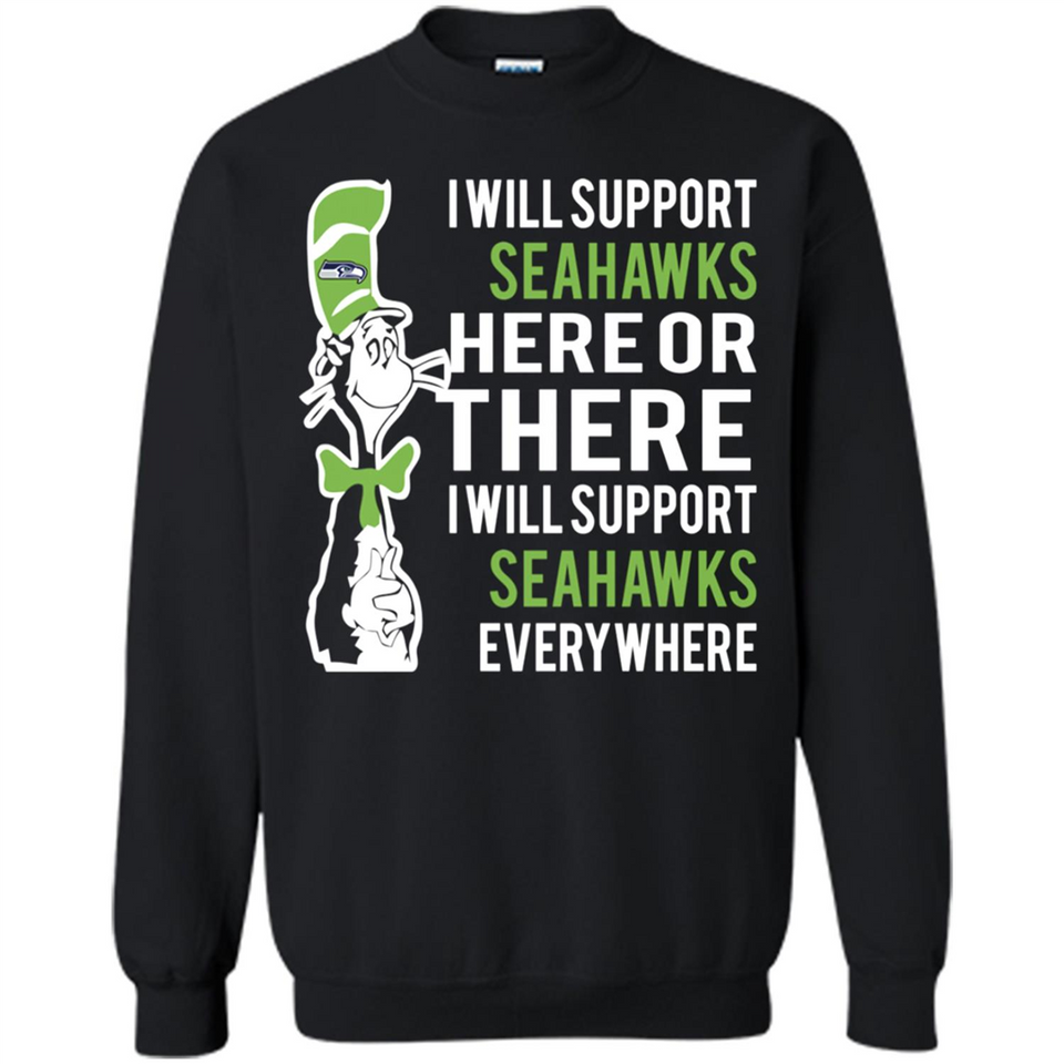 Shirt For Dr Seuss Cat And Seattle Seahawks Fans - Sweatshirt