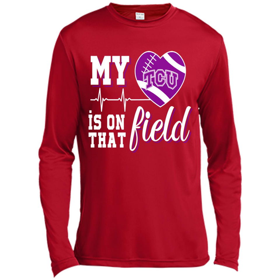 TCU Horned Frogs Football My Heart is on that Field - Canvas Long Sleeve T-Shirt