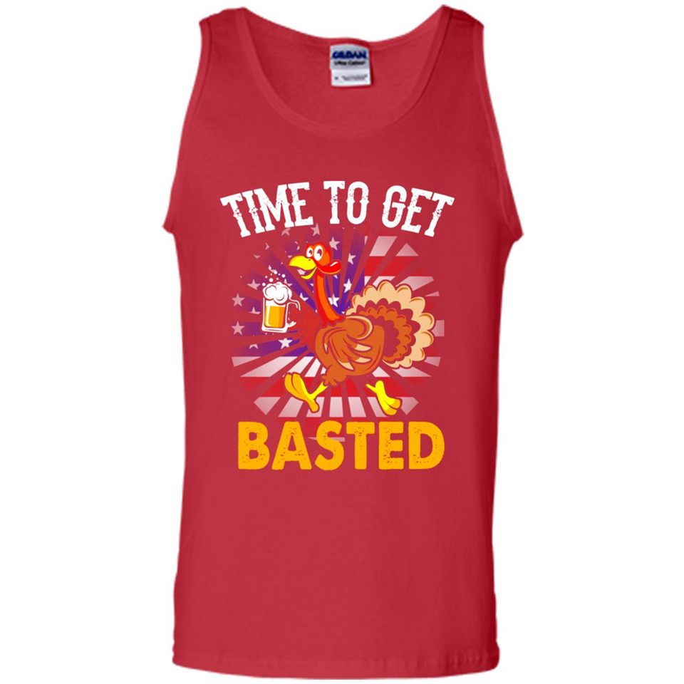 Time To Get Basted Funny Turkey Beer Thanksgiving - Tank Top