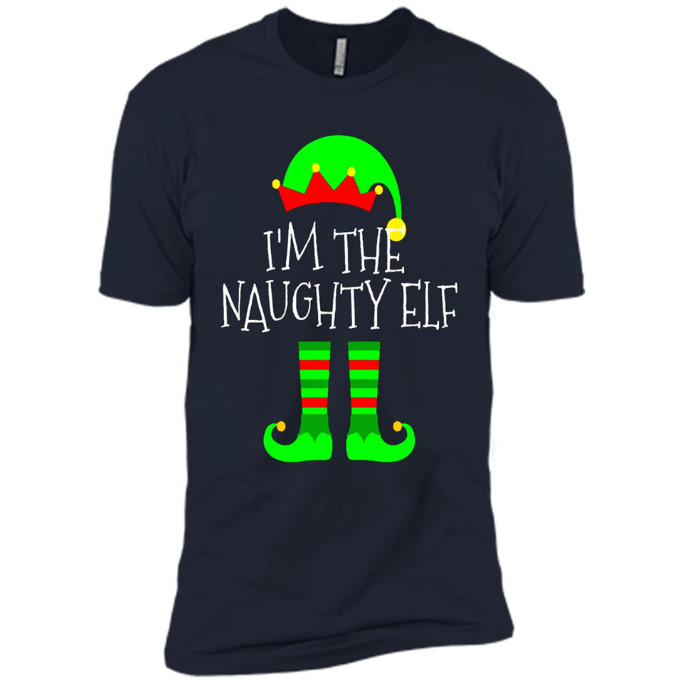 Matching Family Christmas Shirt Funny I'm The Naughty Elf Black mugs PINGPONG - Premium Short Sleeve T-Shirt