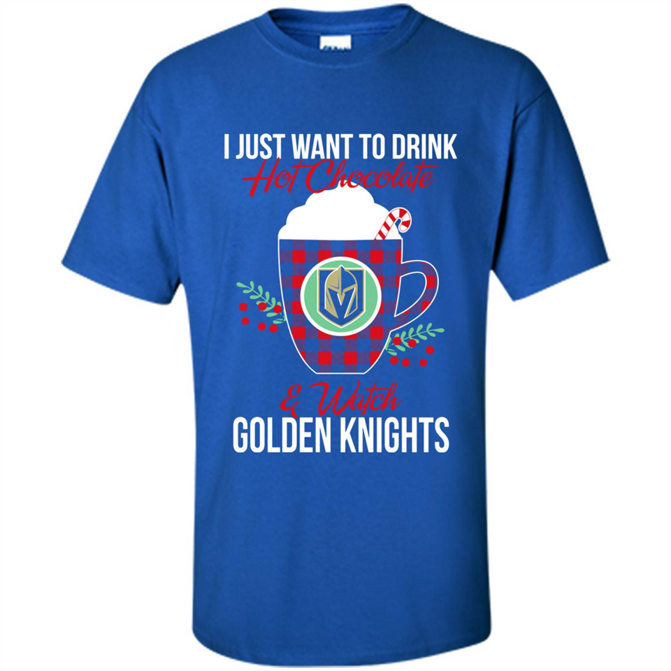I Just Want To Drink Hot Chocolate & Watch Vegas Golden Knights Ugly Christmas Sweater PINGPONG