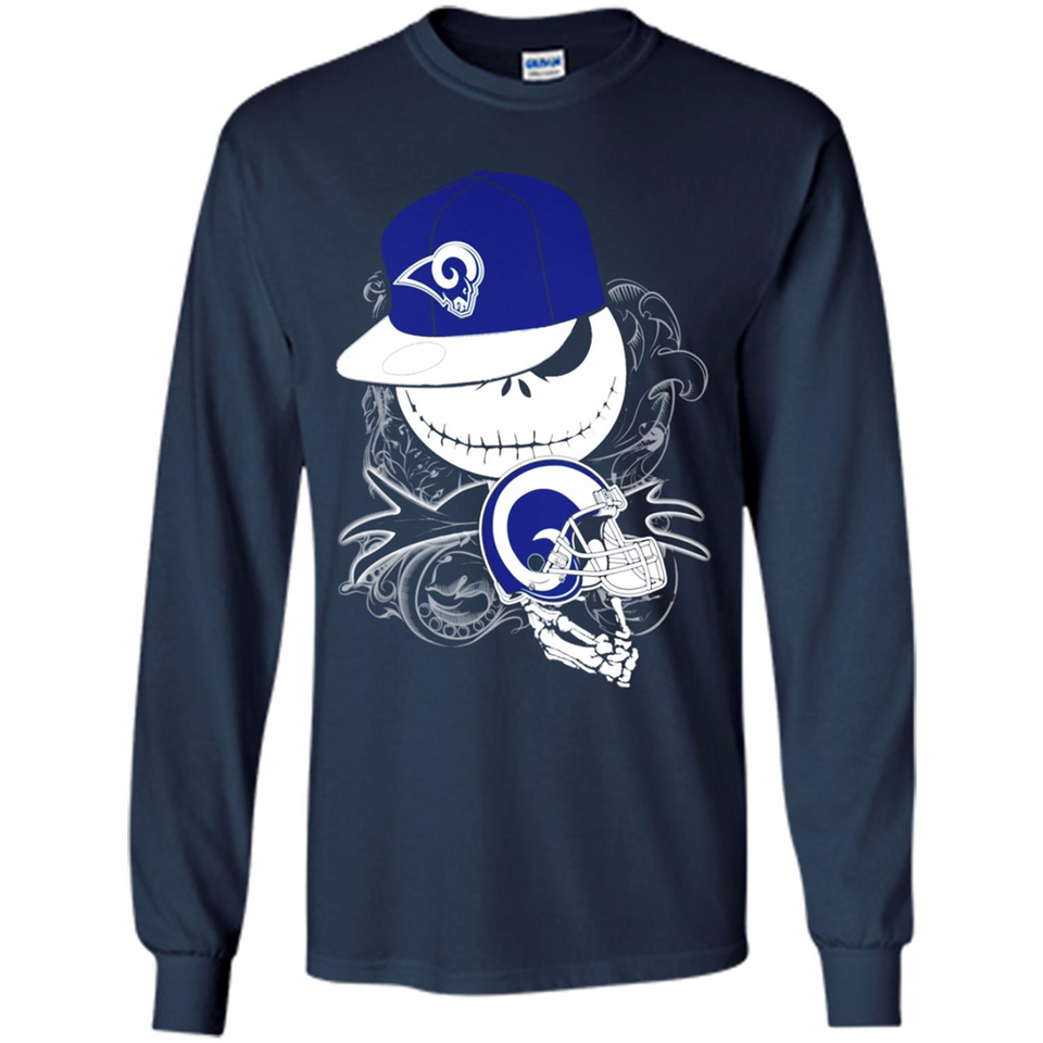 Jack Skellington The Nightmare Before Christmas-Rams Football - Long Sleeve T-Shirt