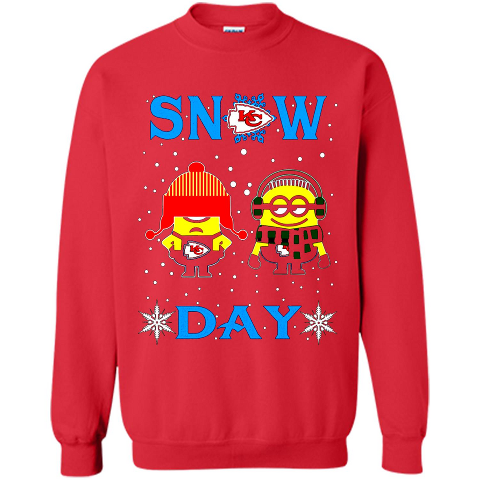 Snow Day Shirt For Kansas City Chiefs Vs Minion Fans Cotton pingpong