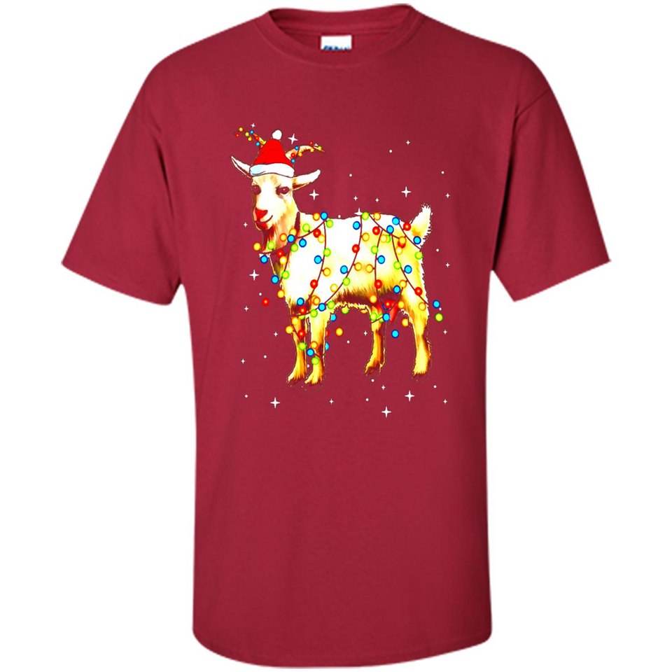 Christmas Lights Goat Wearing Santa Hat T-Shirt - Shirt