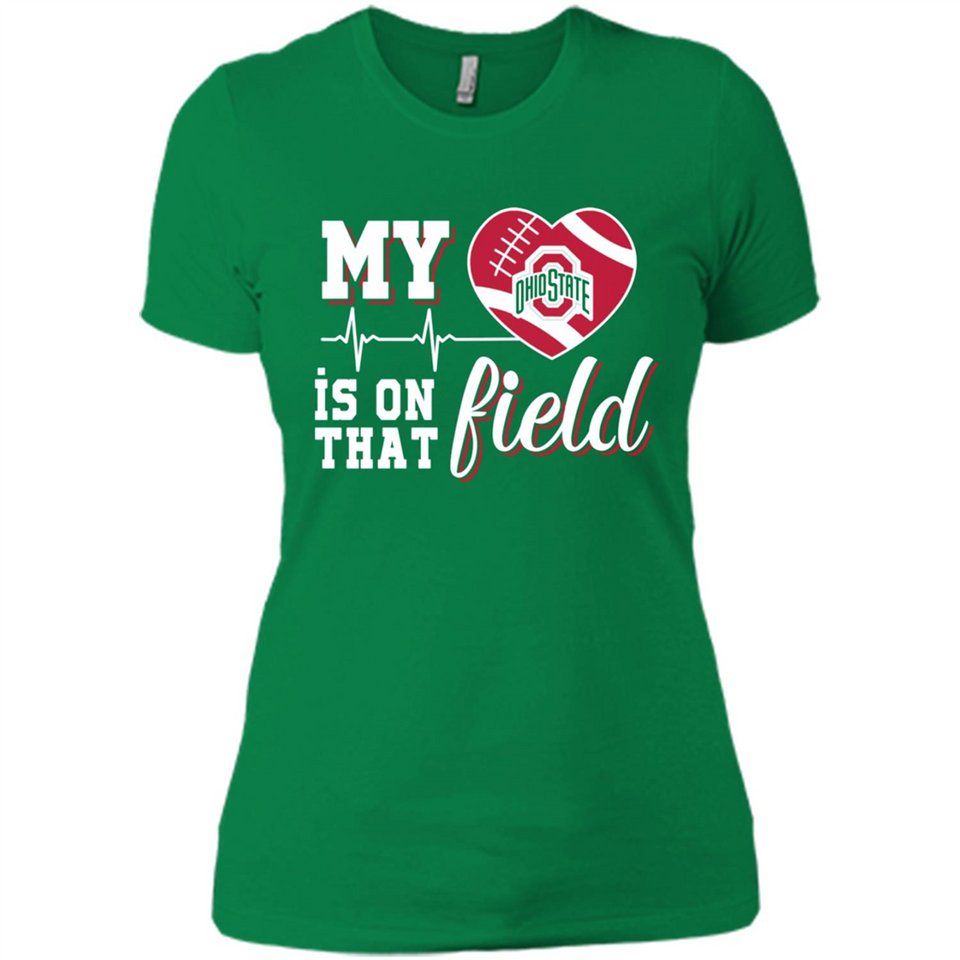 Ohio State Buckeyes Football My Heart is on that Field - Ladies' Boyfriend T-Shirt