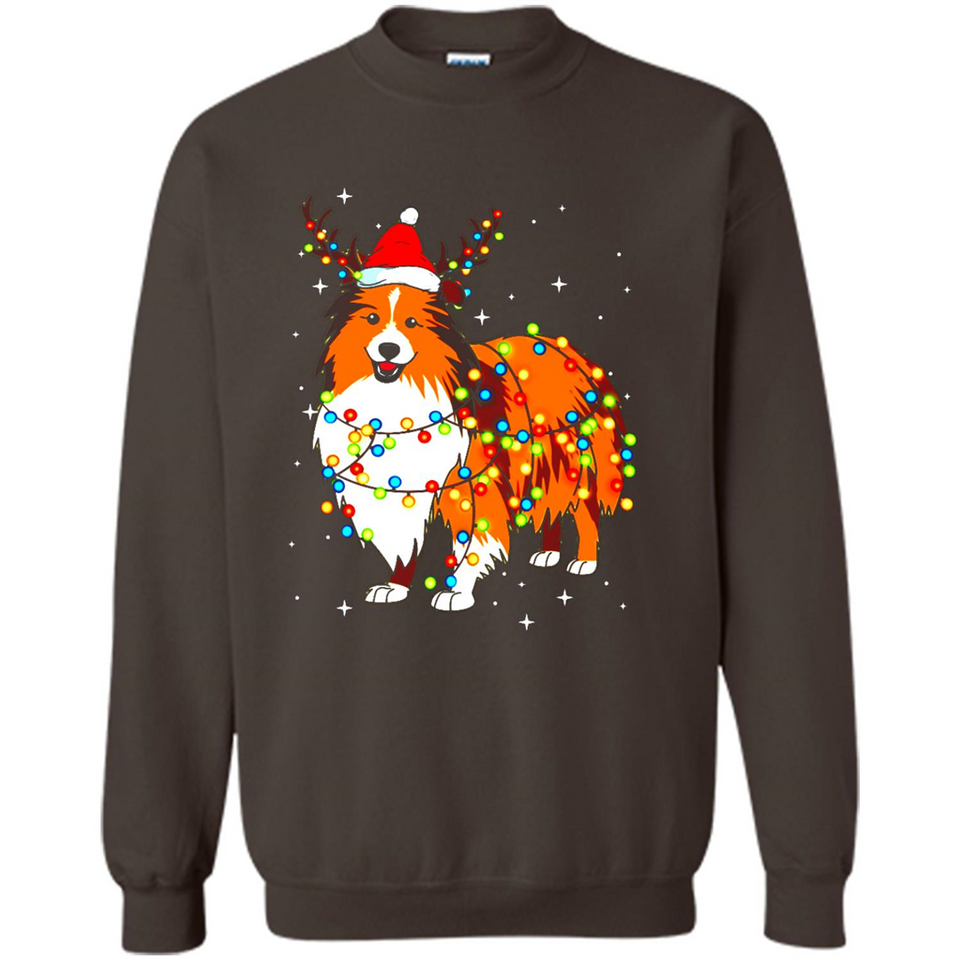 Christmas Lights Shetland Sheepdog Wearing Santa Hat Funny Xmas Mug - Sweatshirt