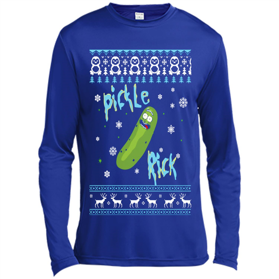 Rick and Morty Pickle Rick Ugly Christmas Sweater - Canvas Long Sleeve T-Shirt