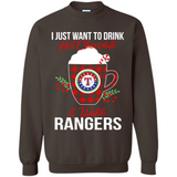 I Just Want To Drink Hot Chocolate & Watch Texas Rangers Ugly Christmas Sweater PINGPONG