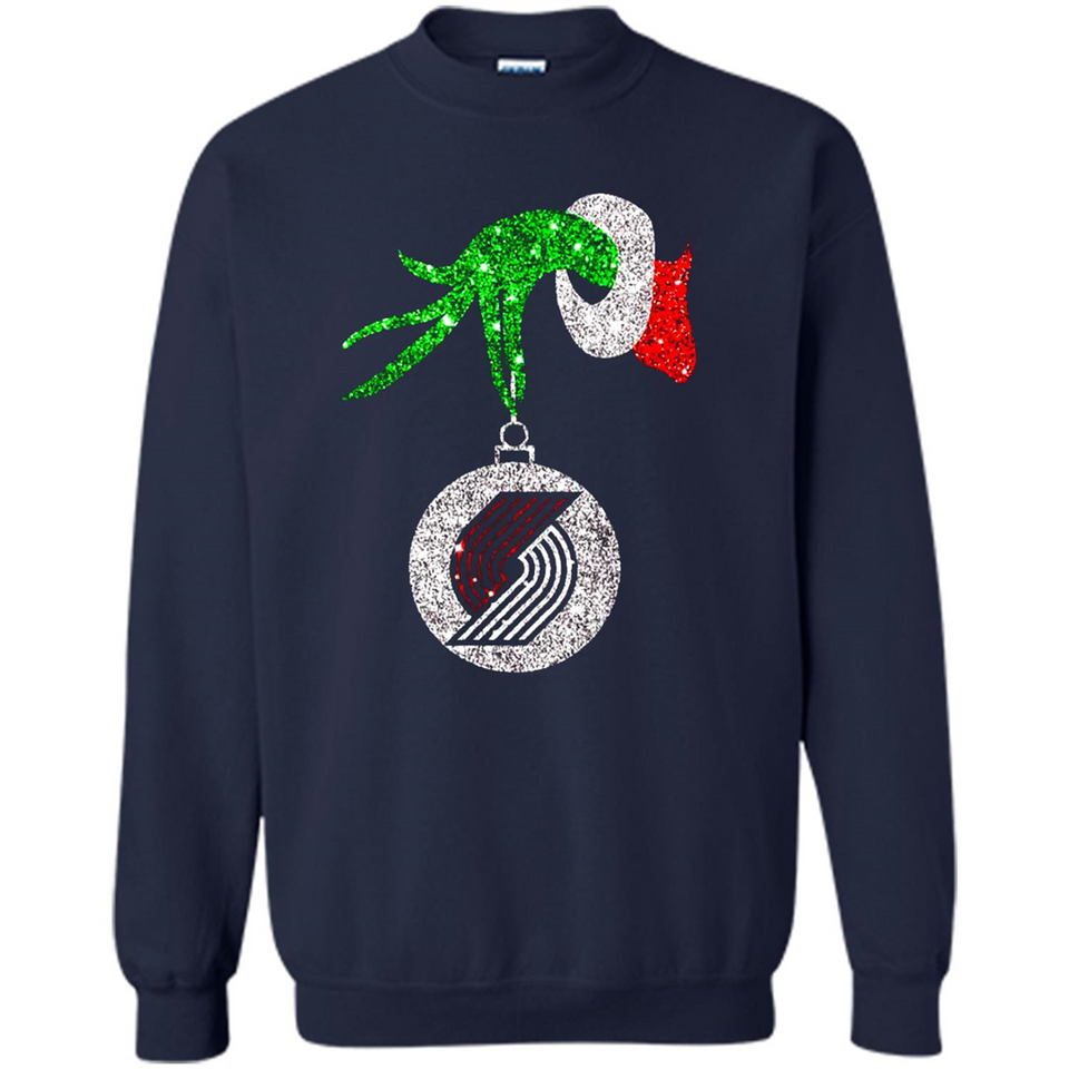 Amazing shirt Portland Trail Blazers Glitter Grinch Monogram Ornament Christmas - Sweatshirt