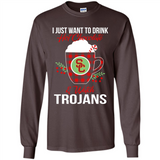 I Just Want To Drink Hot Chocolate & Watch USC Trojans Ugly Christmas Sweater PINGPONG